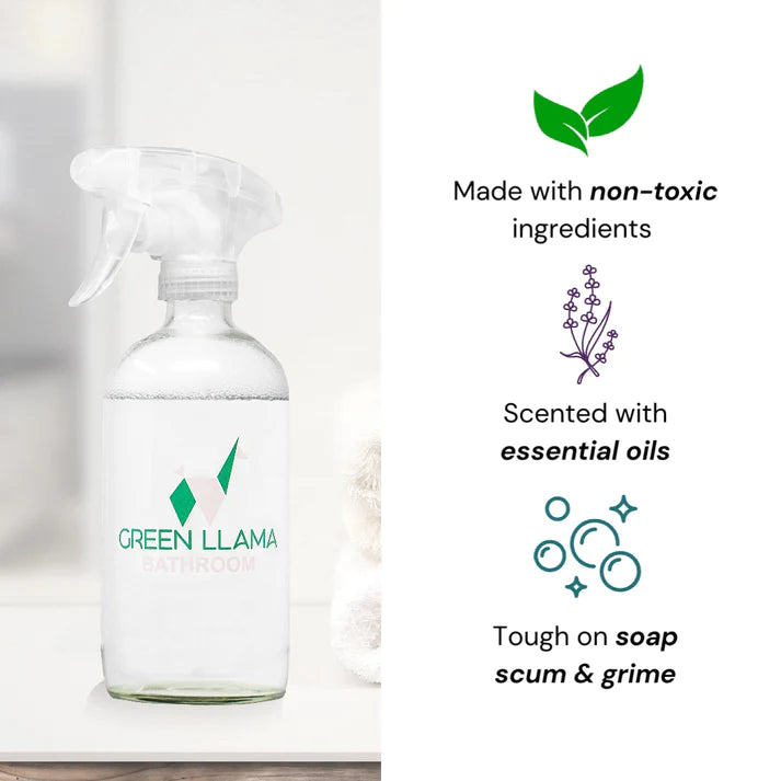 Green Llama - Bathroom Cleaning Kit with Lavender Essence - Refillable & Eco-Friendly