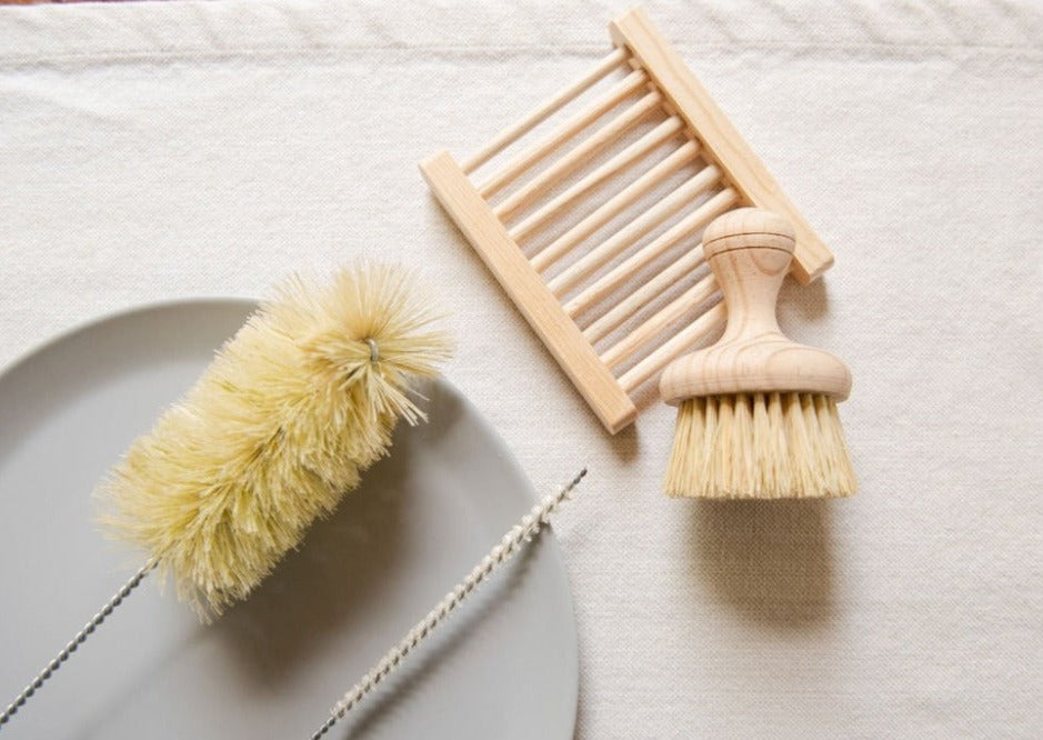 Dish Brush With Handle, Nylon Fibre Kitchen Scrub Brushes For
