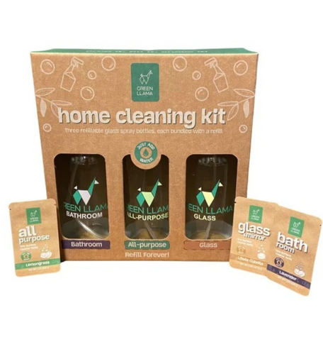 Green Llama - Bathroom Cleaning Kit with Lavender Essence - Refillable & Eco-Friendly