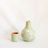 Mint Green Mini Huancito Floral Carafe