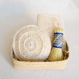 Agave Fiber Cleaning Brush (Escobeta) in Blue. This is a biodegradable Mexican Cleaning Brush - Escobeta de Raiz Natural - Root Brush 100% Natural. Natural Scrubber - this brush is the perfect tool to clean your molcajetes, mortars, pots, pans and cast iron pans. Made in Mexico using fair trade practices.