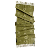 Sacred Lines Handwoven Cotton Table Runner - Bosque Forest Green