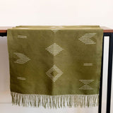 Sacred Lines Handwoven Cotton Table Runner - Bosque Forest Green