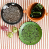 Green Huancito Ceramic Floral Serving Platter