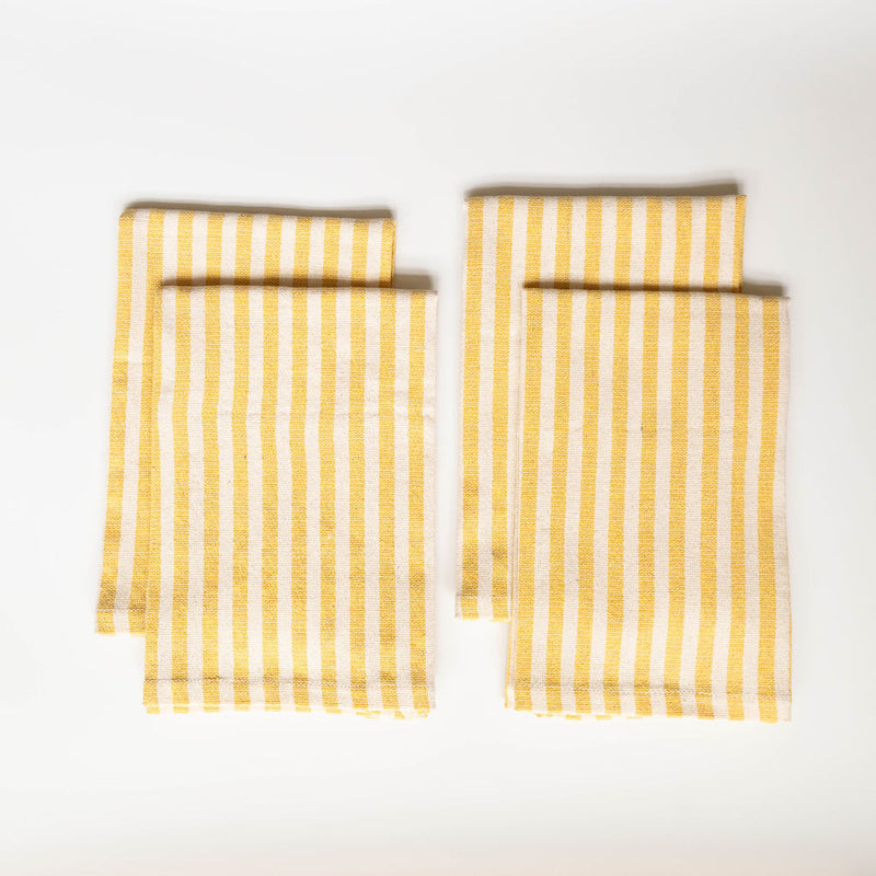 Set of 4 Stripped Yellow & white striped Cotton Napkin 