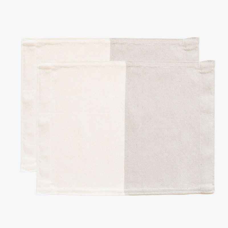 Set of 2 Color Block White/Beige/Creme Cotton Placemat