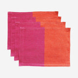 Set of 4 Color Block Pink/Orange Cotton Placemat