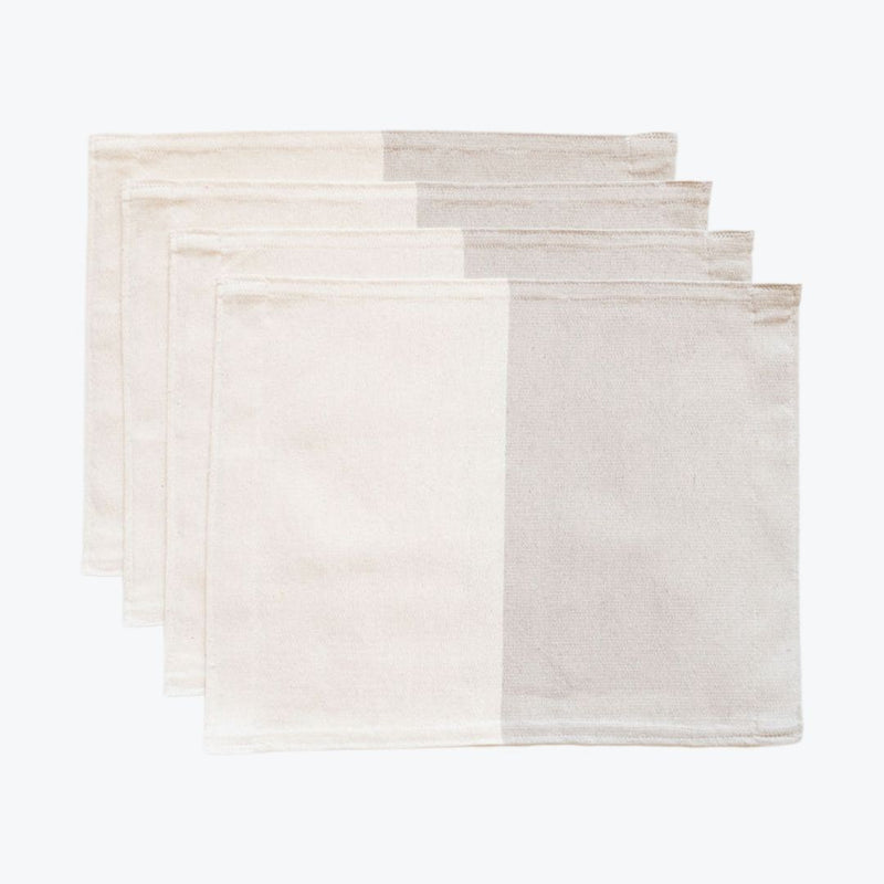 Set of 4 Color Block White/Beige/Creme Cotton Placemat