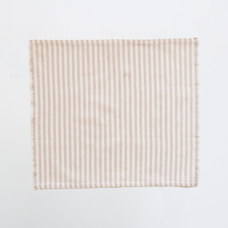 Beige Striped Cotton Dinner Napkins