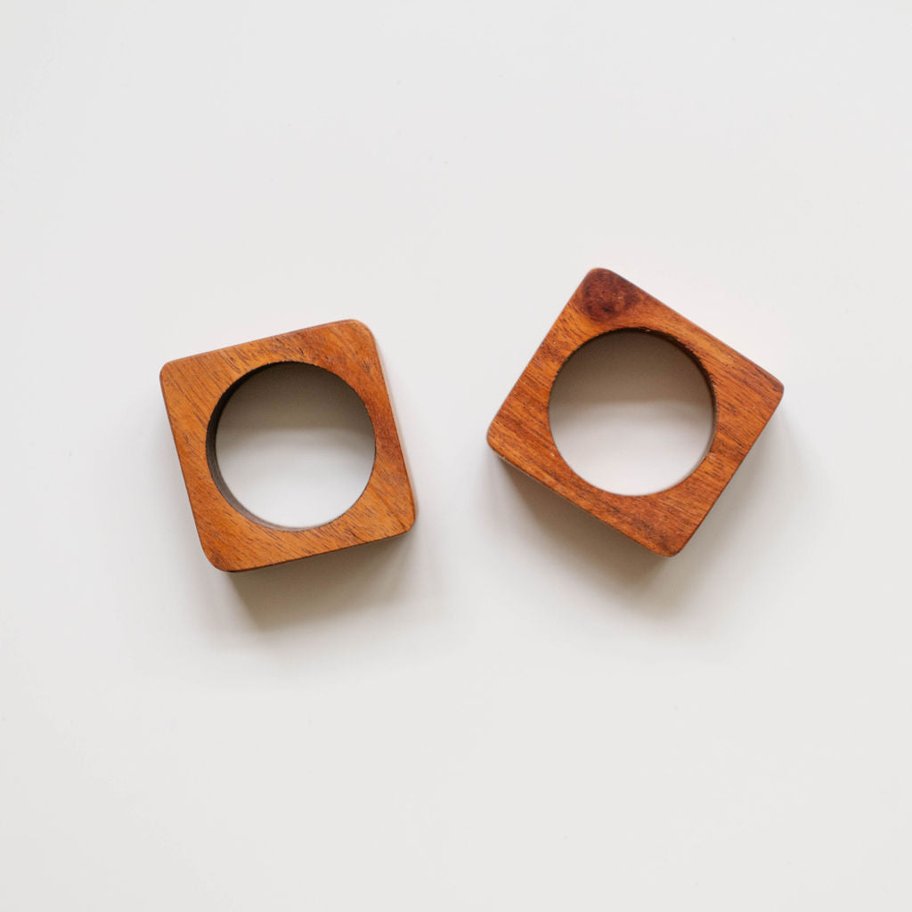 Square Wood Napkin Rings | Handcrafted Mexican Rosewood | VOLVERde ...