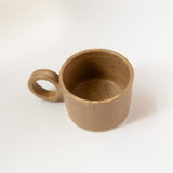 Large Handle Ceramic Artisanal Stoneware Mug - Brown / Nuez / beige color against white background