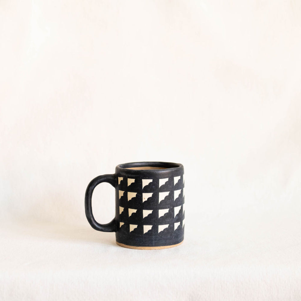 Black Ceramic Mug - Clouds | Handcrafted Tzintzuntzan Ceramics