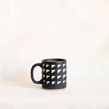 Tzintzuntzan handmade ceramic mug with clouds pattern, burnished clay pottery from Michoacán Mexico, natural matte finish coffee cup