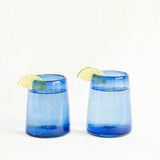 4.5" Handblown Optic Glass Tumblers - Cobalt Blue | Set of 2