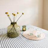 Glass Petal Hurricane Candle Holder - Olive Green