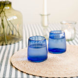3" Handblown Optic Glass Tumblers - Cobalt Blue | Set of 2