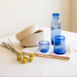 4.5" Handblown Optic Glass Tumblers - Cobalt Blue | Set of 2