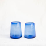 4.5" Handblown Optic Glass Tumblers - Cobalt Blue | Set of 2