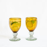 Petal Stemmed Wine Glass - Amber | Set of 2