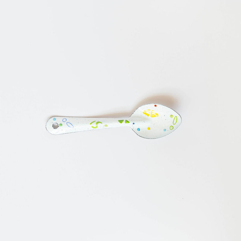 Malte Taller Peltre Enamelware Spoons Hand painted with Modern Mexican confetti Designs - Single