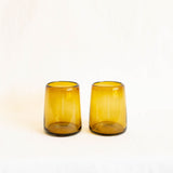 4.5" Handblown Optic Glass Tumblers - Amber | Set of 2