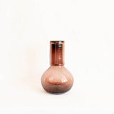 Amethyst brown hand-blown glass carafe with lid that serves as cup 