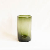 Handblown Olive Green Glass Cylinder Vase
