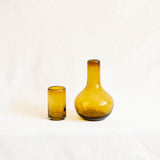 Handblown Round Glass Carafe with Lid - Amber Gold
