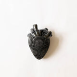 Mexican Barro Negro Ceramic Anatomical Heart Wall Art Sculpture