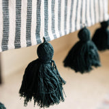 Hunter Green Striped Cotton Table Runner
