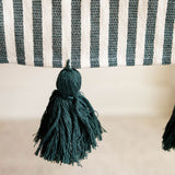 Hunter Green Striped Cotton Table Runner