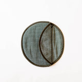 Olive Green Cloth Tortilla Warming Pouch with a section folded over on a white surface