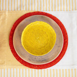 Sustainable orange, Palm Placemat Round on styled table