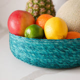 Sustainable Eco-friendly Palm Fruit Basket (Frutero) - green styled with fruit on a marble countertop.