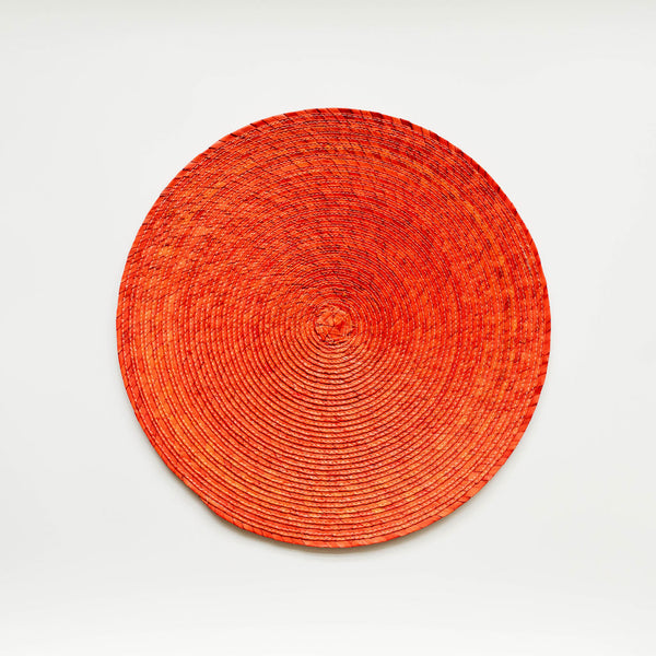 Sustainable orange, Palm Placemat Round on white background