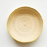 Top view of the round Handwoven Natural Palm Tortilla Warming Basket (tortillero)