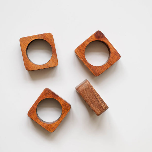 Granadillo Square Wood Napkin Rings