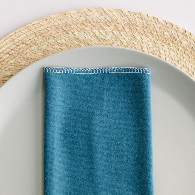 Blue Cobalt reusable, absorbent cotton napkins . Sustainable everyday essentials inspired by Mexican culture..