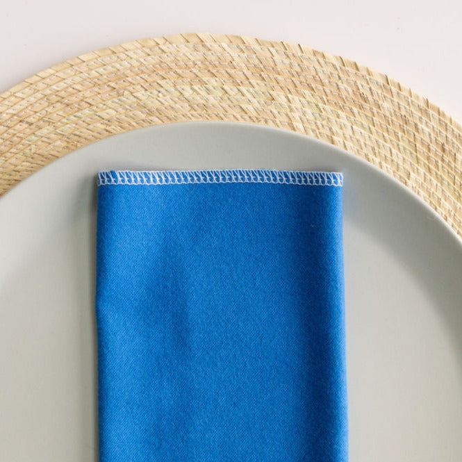 Azul Maya (blue cobalt) reusable, absorbent cotton napkins . Sustainable everyday essentials inspired by Mexican culture..