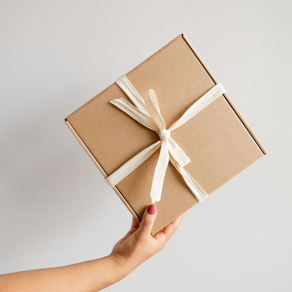 Sustainable gift sets, thoughtfully packaged in kraft box and ribbon with zero-waste 