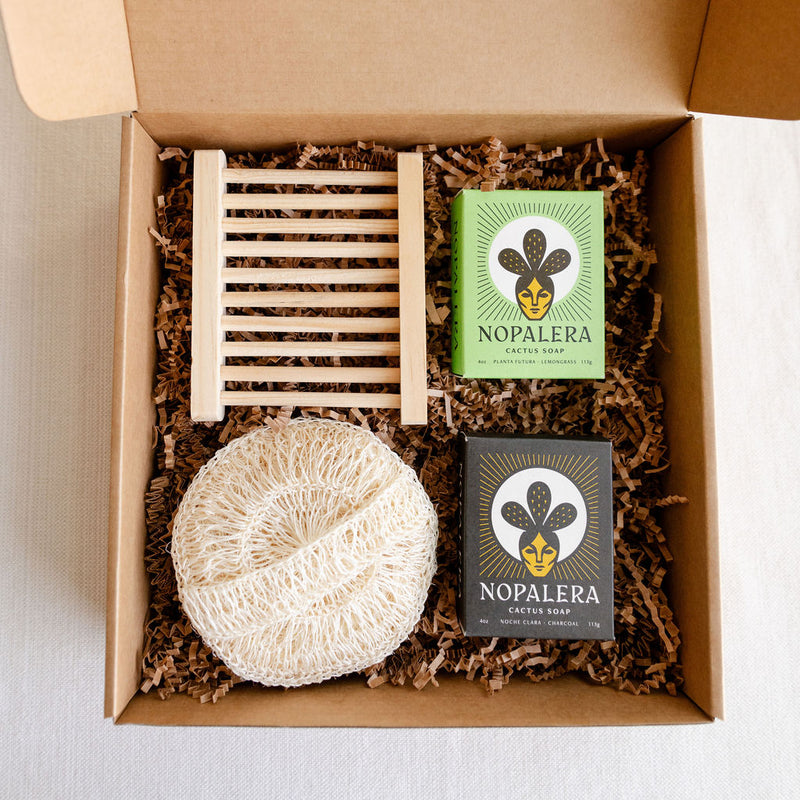 Give the gift of sustainable luxury this holiday season, while supporting Latino-owned businesses. The Nopalera Shower Set is everything you need for a sustainable and soothing shower experience. This set of sustainable luxury products will elevate your shower routine, while supporting fair trade artisanship and Latina-owned businesses. Thoughtful gifting without the waste. Planta Futura and Noche Clara.