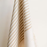 Closeup of beige and natural stripes on a handwoven Cotton Tea Towel and Hand Towel 