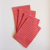 Melon and Rosa Mexicano Striped Cotton Dinner Napkins