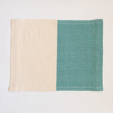 Teal and Neutral Color Block 100% Cotton woven placemat