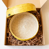 Ancestral Handmade Tortilla Warmer Gift Set with a yellow palm tortillero 