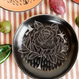 Black Huancito Ceramic Floral Serving Platter