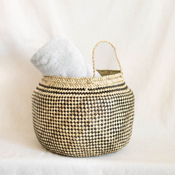 Diamond Handwoven Palm Belly Basket