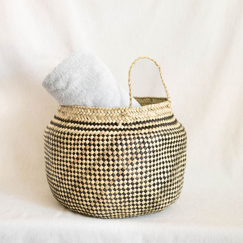 Diamond Handwoven Palm Belly Basket
