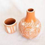 Orange Mini Huancito Floral Clay Carafe