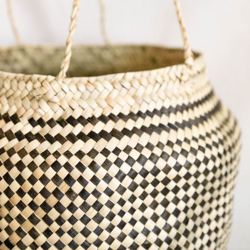 Diamond Handwoven Palm Belly Basket